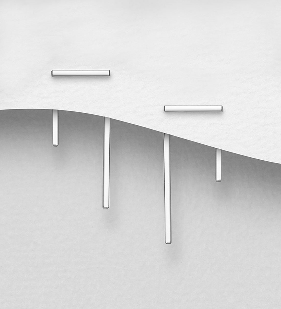 Bar Jacket 2 in 1 Stud Earrings 925 Sterling Silver