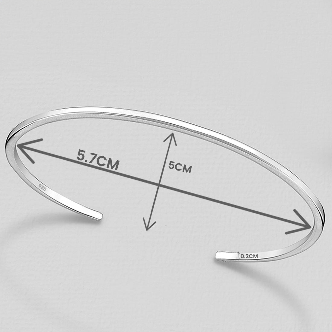 Adjustable Open Cuff Bracelet 925 Sterling Silver