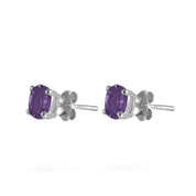 Joolz Co Oval Cubic Zirconia Stud Push Back Earrings 925 Sterling Silver