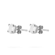 Joolz Co Oval Cubic Zirconia Stud Push Back Earrings 925 Sterling Silver